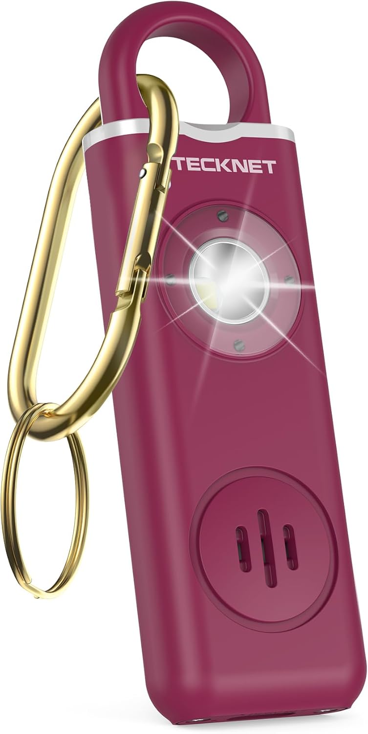 TECKNET Rechargeable Personal Safety Alarm for Women, 130dB Personal Alarm with SOS Strobe Light, Low Battery Notice, Loud Siren Safety Alarms for Girls Kids Elderly - Red - Image 1